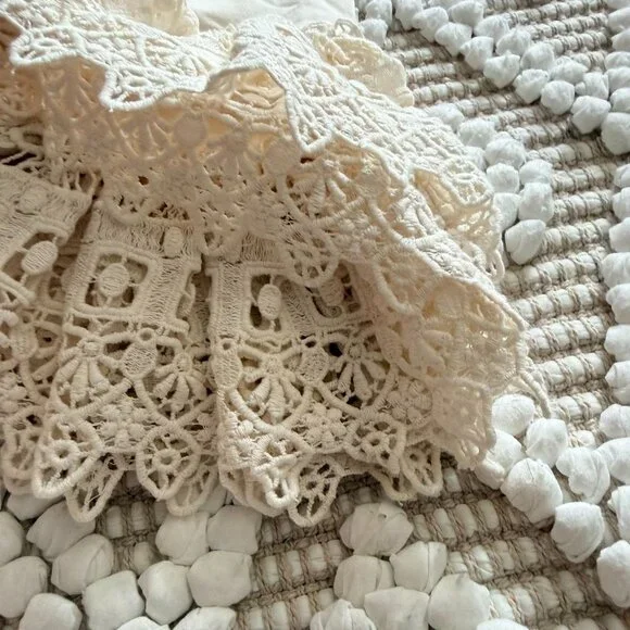 Vintage-Style Mustard Pie Cream Lace Ruffle Matching Set - Picture 7 of 8